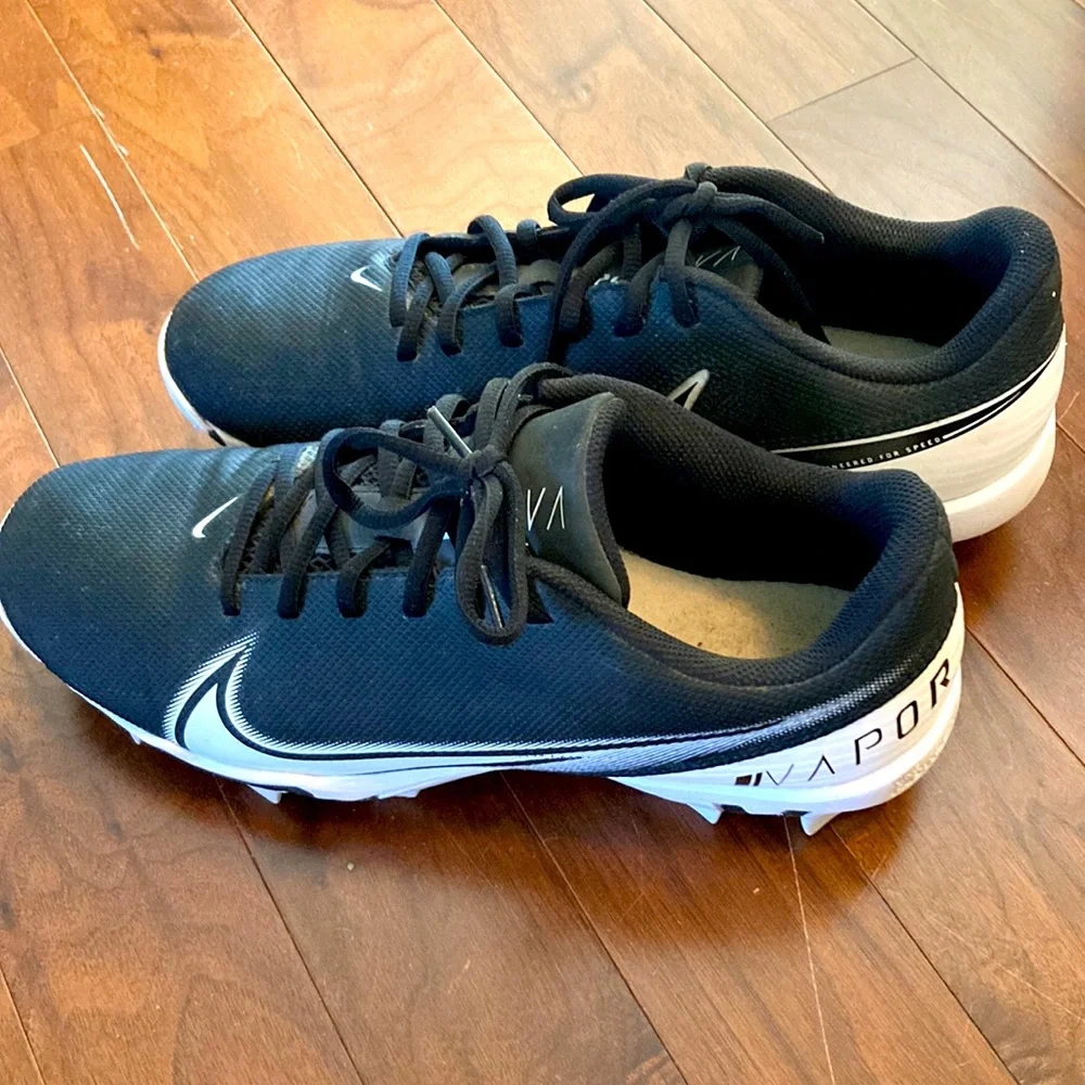 Nike cleats mens sport shoe sz 9 Vapor Fastflex rubber sole black white swoosh - Picture 1 of 4
